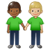 🧑🏾‍🤝‍🧑🏼 people holding hands: medium-dark skin tone, medium-light skin tone display on Samsung